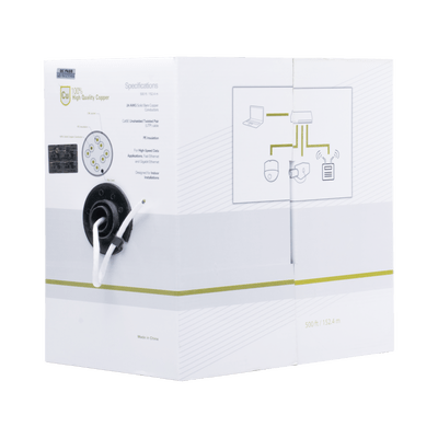 Cable Cat5e de alto rendimiento certificaciones ETL, UL,  de 500 ft ( 152.5 m ) de color Blanco, para aplicaciones en video vigilancia, redes de datos. Uso Interior. - Image 5