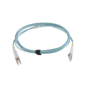 Jumper de Fibra Óptica Multimodo 50/125 XGLO OM3, LC-LC Duplex, OFNR, Color Aqua, 5 Metros