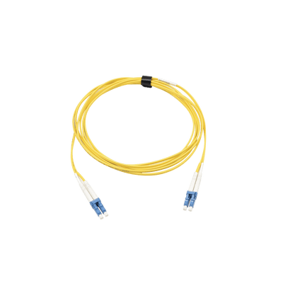 Jumper de Fibra Óptica Monomodo (OS2), XGLO, Riser, LC/UPC-LC/UPC Duplex, OFNR, Color Amarillo, 3 Metros