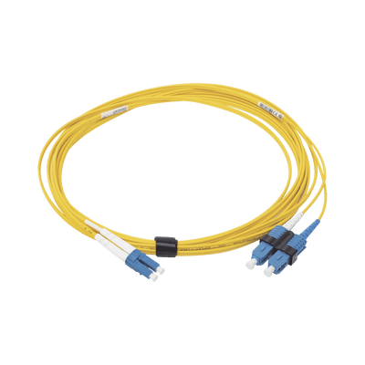 Jumper de Fibra Óptica Monomodo (OS2), XGLO, LC/UPC-SC/UPC Duplex, OFNR, Color Amarillo, 5 Metros - Image 2