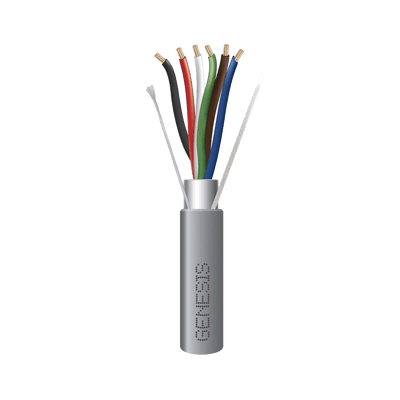 Bobina de 305 Metros de Cable / 6 x 22 AWG Blindado / Riser / Color Gris / Para Aplicaciones de Audio, Seguridad y Control