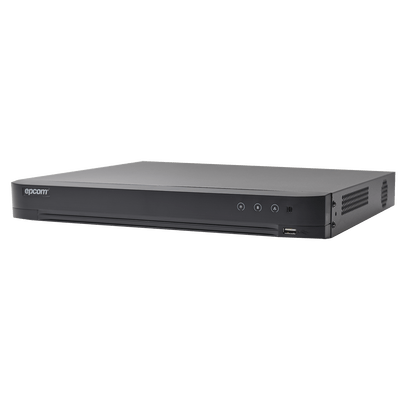 DVR 4 Megapixel / 16 Canales TURBOHD + 8 Canales IP / 2 Bahías de Disco Duro / 1 Canal de Audio / Vídeoanálisis