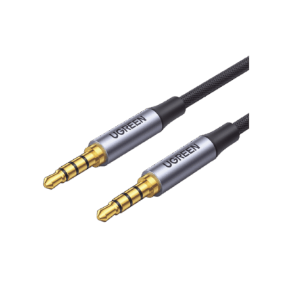 Cable Auxiliar de 3.5mm / Cable Audio Estéreo / Núcleo de Alambre de Cobre Esmaltado / Carcasa de Aluminio Azul + Nylon Trenzado /  Soporta Micrófono / 2 Metros