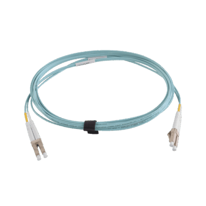 Jumper de Fibra Óptica Multimodo 50/125 XGLO OM4, LC-LC Duplex, OFNR, Color Aqua, 1 Metro