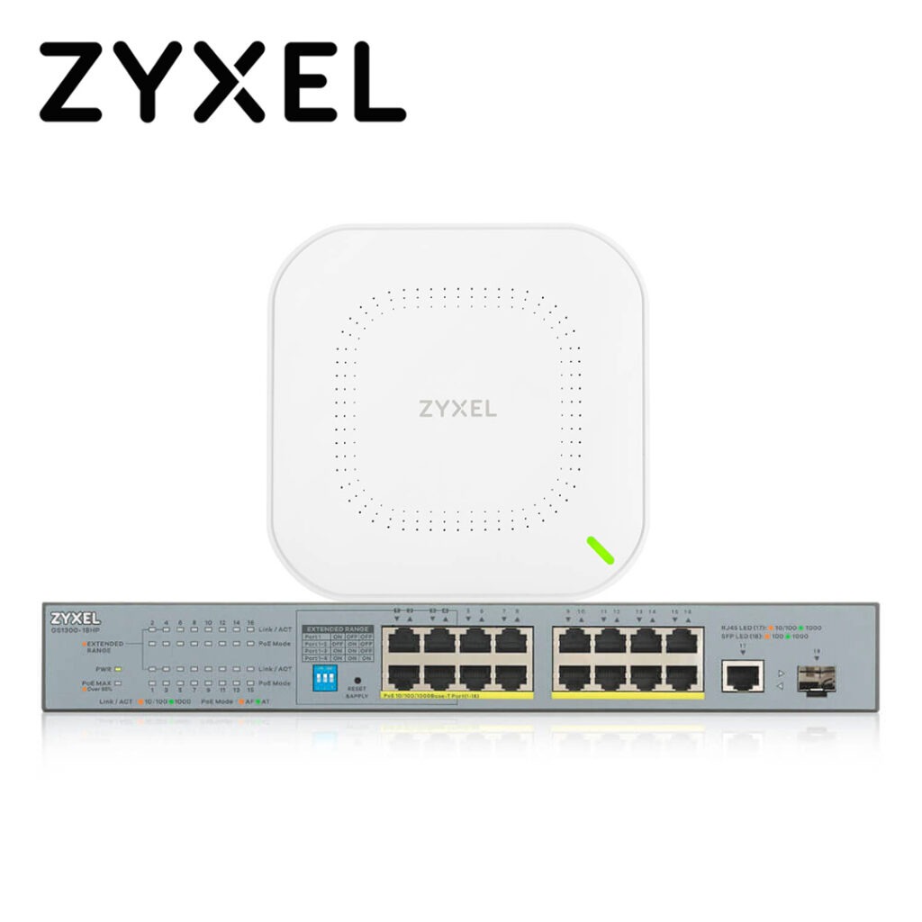 KIT WIFI ZYXEL COBERTURA EXTREMA HASTA 400M2 CASA Y OFICINA INCLUYE 4 NWA1123ACV3 Y 1 GS1300-18HP