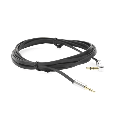 Cable Auxiliar Plano 2 Metros / Conector 3.5mm a 3.5mm / Macho-Macho / Recto a Angulo / Ángulo de 90° en una de sus Puntas / Color Negro - Image 2