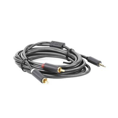 Cable Adaptador de 3.5mm Macho a 2 RCA Macho / 3 Metros / Color Gris / Blindaje Múltiple / ABS / Alta Calidad - Image 4