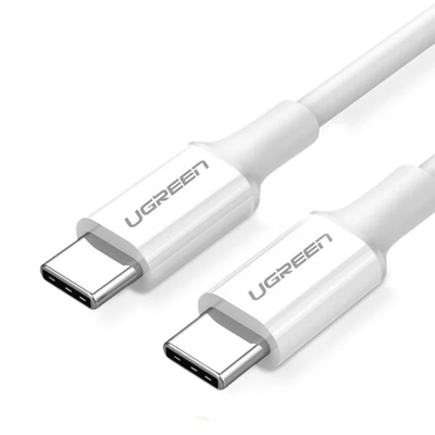 Cable USB-C a USB-C | 1 Metro | Carga Rápida de hasta 60W | Transferencia de datos de 480 Mbps | PD3.0 | QC 4.0/3.0/2.0 | FPC | AFC | Duradero y Flexible| Caja ABS | Cubierta de TPE | Color Blanco. - Image 3