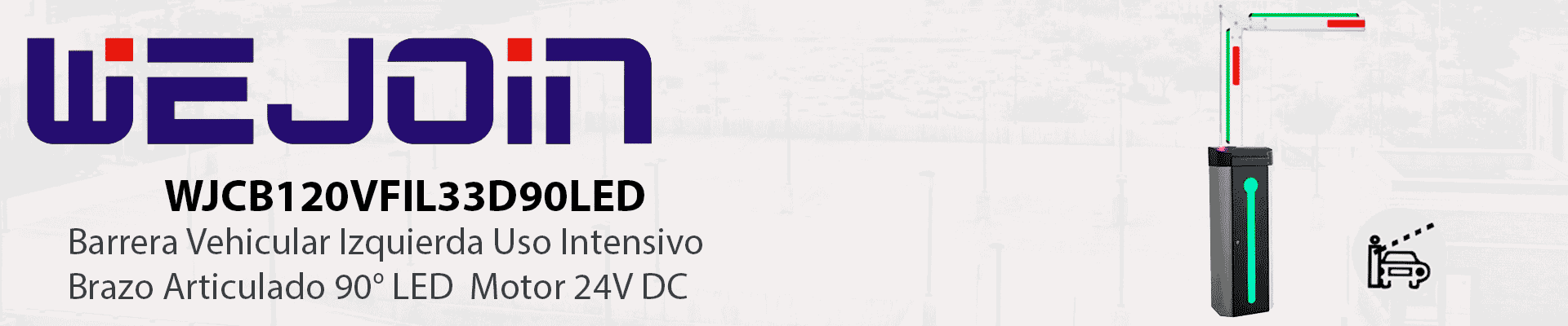 WEJOIN WJCB120VFIL33D90LED - Barrera Vehicular Izquierda con Led / Alto Flujo / Brazo Octagonal Articulado De 3 Metros A 90 Grados / 24 VDC / Velocidad 3 Segundos / Dirección Ajustable - Image 2