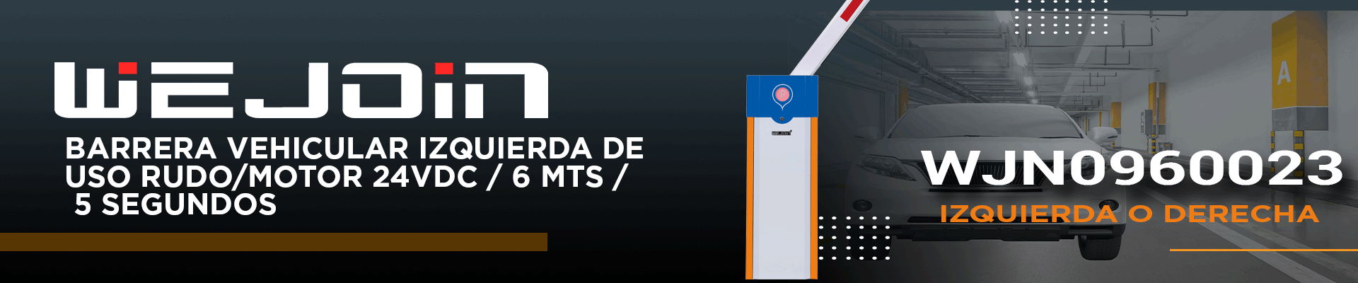 WEJOIN WJCB101VFIL56 - Barrera Vehicular Izquierda Alto Flujo / Motor 24VDC / Brazo Octagonal de 6 metros / Velocidad de 5 segundos / Dirección Ajustable - Image 2