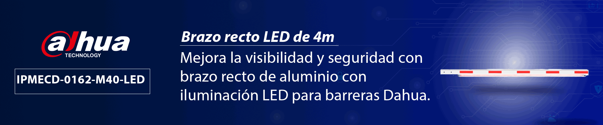 DAHUA IPMECD-0162-M40-LED Brazo de aluminio recto de 4 Metros con tiras LED para barrera vehicular / Compatible con modelo DHI-IPMECD-1062-LED - Image 2