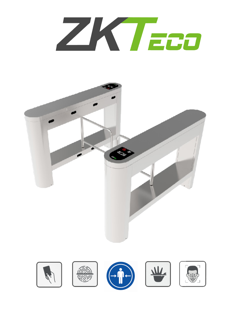 ZKTECO PROENTRANCE SB01FP - Barrera Peatonal de Acero Inoxidable un Carril de Alto Flujo / 30 personas x minuto / Carril 104.5 cm / Incluye 2 lectores de Huella FR1500 y /  Panel inBio206Pro / Requiere Licencia / 01 pz en IZTACALCO /