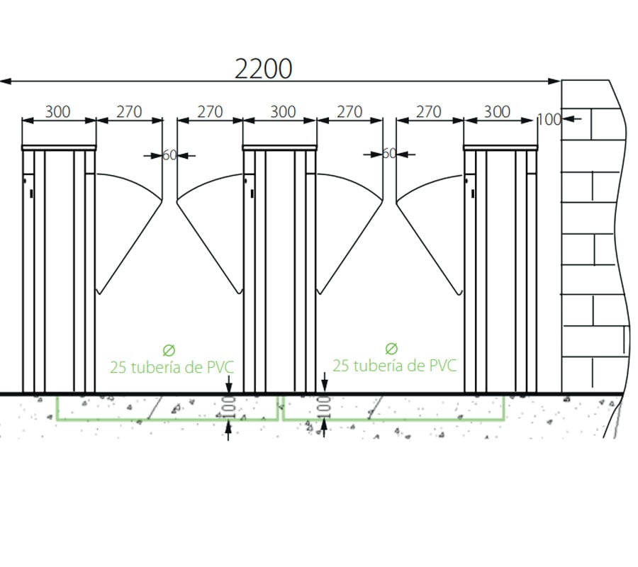 ZKTECO FBL5222 - Barrera Peatonal Central / Acero SUS304 y Cristal Templado / Aleta de Acrílico / Carril 60 cm / Exterior Protegido / 30 a 40 Personas X Min / 2 Millones de Ciclos / Incluye Panel INBIO260 PULL y  FR1200 ID - Image 3