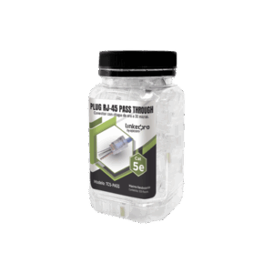 Bote con 100 Plugs Pass through RJ45 Cat5e sin blindaje, chapado de oro a 30 micras para durabilidad extrema