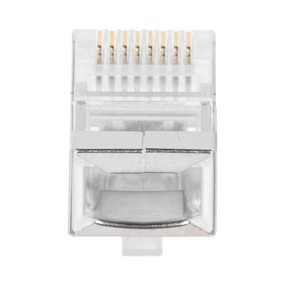 Bote con 100 Plugs Pass through RJ45 Cat5e BLINDADO, chapado de oro a 30 micras para durabilidad extrema - Image 5