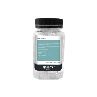 Bote con 100 Plugs Pass through RJ45 Cat5e BLINDADO, chapado de oro a 30 micras para durabilidad extrema - Image 4