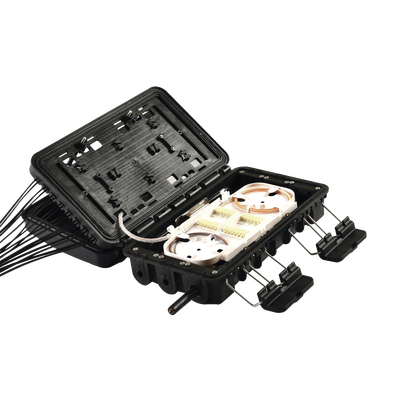 Caja de Distribución de Fibra Óptica para 24 Empalmes, con 16 acopladores SC/APC simplex, Exterior IP65, Color Negro - Image 2