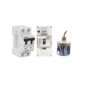 Kit de Centro de Carga Para Corriente Directa, Breaker de hasta  800 Vcc de 20 A con Supresor de Descargas Atmosféricas.