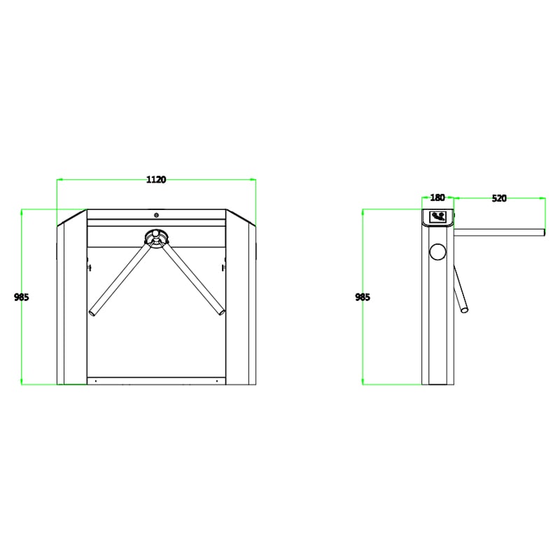 ZKTECO TS2022PRO - Torniquete Bidireccional Semiautomático Tipo puente / Acero SUS304 / Carril 50 cm / 110V / Exterior Protegido / 25 a 48 Personas x Min. / Indicadores LED / Incluye Lectores FR1200 y Panel InBio260 Integrado - Image 3