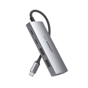 HUB USB-C 3.2 4 en 1 | 2 Puertos USB-C 3.2 (10 Gbps) | 2 Puertos USB-A 3.2 (10 Gbps) |  Admite OTG | Compatible con MacBook, Chormebook, iMac, iPad Pro, iOS, Windows, Mac OS, Android | Carcasa de Aluminio | Nylon Trenzado.