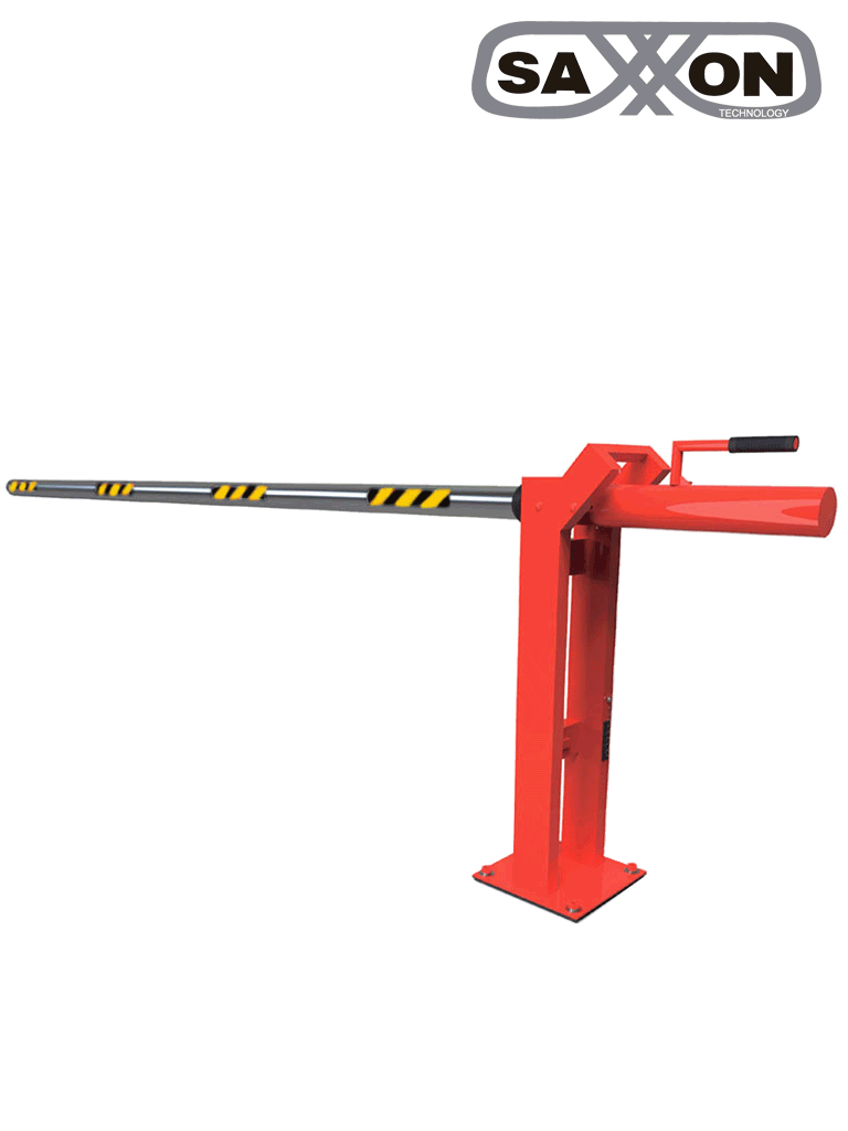 SAXXON EH50L - Barrera manual para control de acceso vehicular / 5 Metros / Brazo de aluminio / REFLEJANTES / Color Rojo