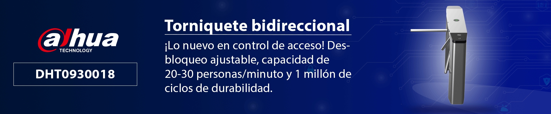 DAHUA DHI-ASGG120T - Torniquete bidireccional con desbloqueo ajustable y capacidad de 20-30 personas/minuto. Ideal para interior y exterior protegido, con durabilidad de 1 millón de ciclos para un control de acceso confiable - Image 2