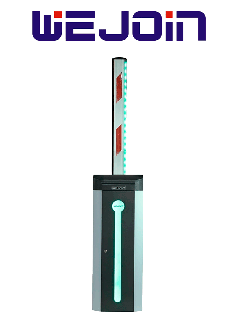 WEJOIN WJCB120VFIR34LED – Barrera Vehicular Derecha con Led / Alto flujo / Motor 24 VDC / Brazo Rectangular de 4 Metros / Velocidad 3 Segundos / Dirección Ajustable