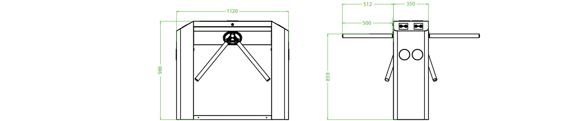 TS2200 PRO ZKTeco Torniquete Trípode Doble Carril Bidireccional | SUS304 + LED + 110V - Image 7