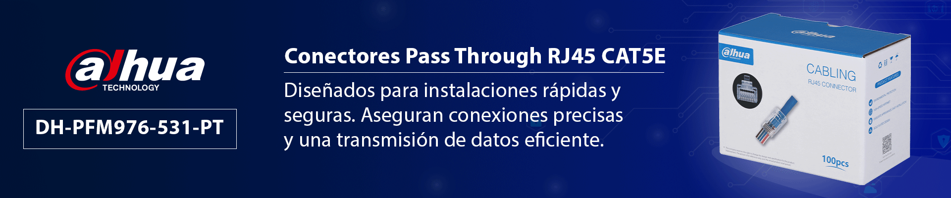 PLUG PASS THROUGH RJ45 CAT5E PFM976-531-PT DAHUA CAJA CON 100 PLUGS - Image 7