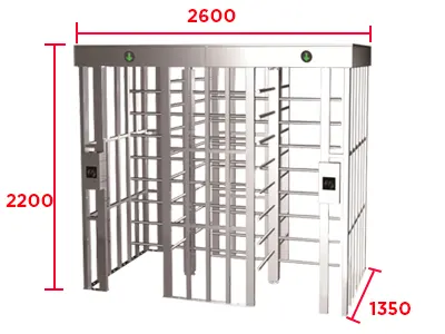WEJOIN WJFTH613B - Torniquete de Doble Carril de Cuerpo Completo Bidireccional en Acero 304 Inoxidable IP68 para Exterior 5 Millones de Ciclos pase 25-35 Personas por Minuto Compatible con Controles de Acceso - Image 4
