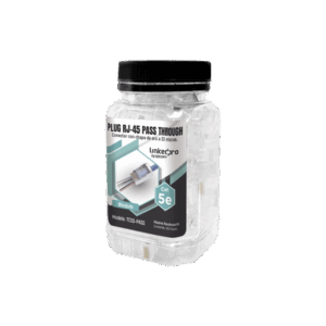 Bote con 100 Plugs Pass through RJ45 Cat5e BLINDADO, chapado de oro a 30 micras para durabilidad extrema