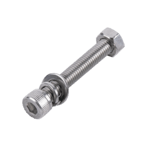 1 Tornillo Allen Milimétrico de Acero Inoxidable  M8-1.25 x 30/ Con 1 Tuerca, 1 Arandela de Presión y 1 Plana / Para Montajes de Módulos Foto Voltaicos .