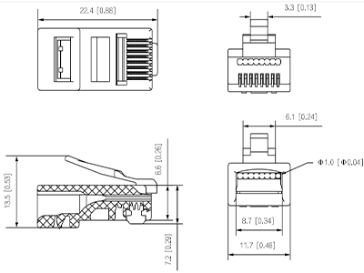 PLUG PASS THROUGH RJ45 CAT5E PFM976-531-PT DAHUA CAJA CON 100 PLUGS - Image 4