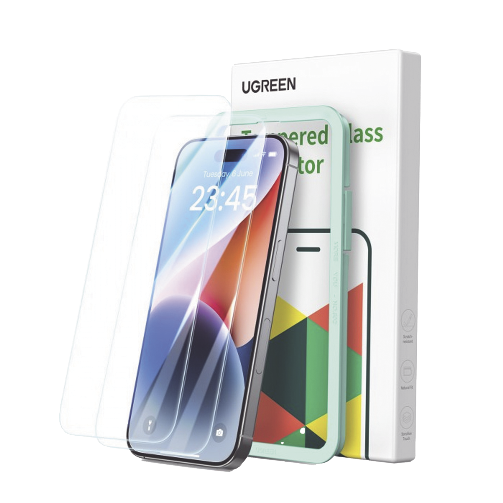 Protector de pantalla UGREEN HD con marco de instalación para iPhone 16 Pro Max (paquete de 2)