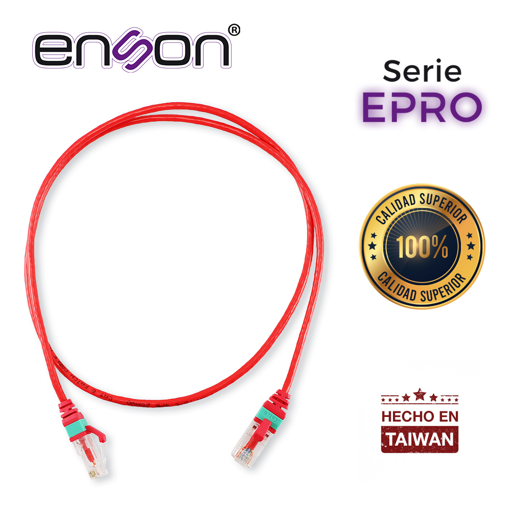 PATCHCORD RJ45 ENSON EPRO-6PC90-RD DE 90CM CAT6 COLOR ROJO ULTRADELGADO IDEAL PARA TERMINADOS EN PATCHPANEL DE ALTA DENSIDAD
