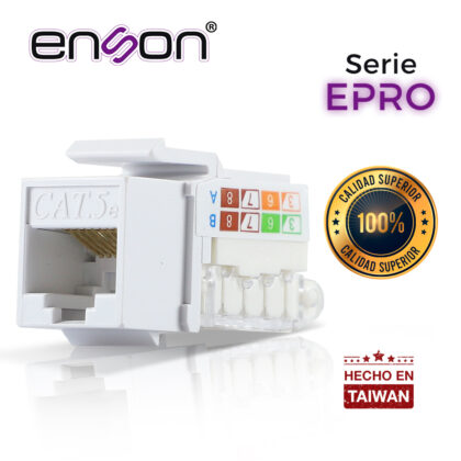 CONECTOR MODULAR JACK RJ45 ENSON EPRO-TLJACK5E-WH SERIE PRO TERMINADO SIN PINZAS, POSICION VERTICAL CAT5E COLOR BLANCO COMPATIBLE CON PLACAS ENSON EPRO-FP