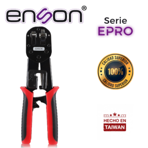 PINZA PONCHADORA ENSON EPRO-PLUGTOOL SERIE EPRO, DISEÑADA PARA EL PONCHADO CON PLUG FACIL PONCHADO SERIE EPRO, PONCHA PLUGS RJ45 Y RJ11, CUENTA CON GUILLOTINA QUE CORTA EL EXCESO DE CABLE UTP, LO CUAL AGILIZA Y AHORRA TIEMPO EN PROYECTOS