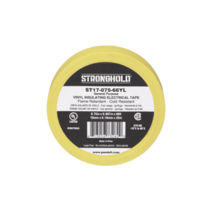 Cinta Eléctrica STRONGHOLD para Aislar, de PVC, Uso General Reparación y Mantenimiento, Grosor de 0.18mm (7 mil), Ancho de 19mm, y 20.12m de Largo, Color Amarillo