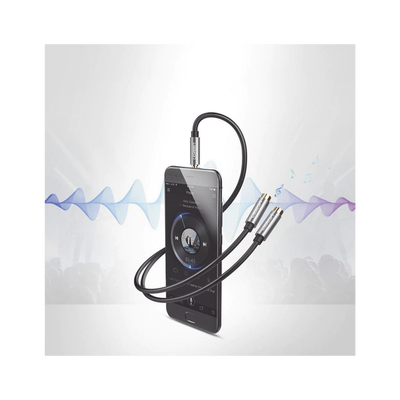 Cable Adaptador/Divisor de Audio de 3.5mm Macho a 2 Terminales de 3.5mm Hembra / 25 cm de Longitud / Cable TPE / Color Negro - Image 5