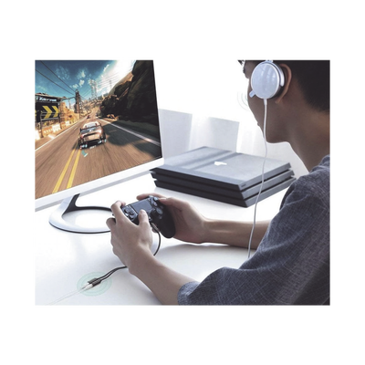 Cable Adaptador/Divisor de Audio de 3.5mm Macho a 2 Terminales de 3.5mm Hembra / 25 cm de Longitud / Cable TPE / Color Negro - Image 2