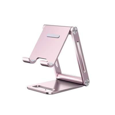 Soporte para Teléfono Celular de Aluminio / Angulo Ajustable / Amplia Compatibilidad con dispositivos de 4.7'' a 7.9'' / Antideslizante / Antiarañazos / Plegable / Color Rosa - Image 3