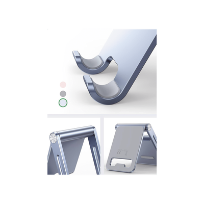 Soporte para Teléfono Celular de Aluminio / Angulo Ajustable / Amplia Compatibilidad con dispositivos de 4.7'' a 7.9'' / Antideslizante / Antiarañazos / Plegable / Color Azul - Image 2