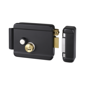 Cerradura Eléctrica con Botón de Salida / Incluye Llave  / Exterior / Derecha / Color Negro