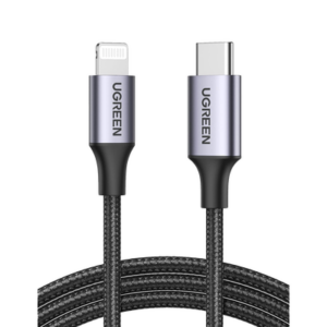 Cable USB-C a Lightning | 2 Metros | Certificado MFi | Carga Rápida 60W | 480 Mbps | Conector C94 | Adecuado para iPhone, iPad y iPod | Protección Integrada | Caja de Aluminio | Nylon Trenzado | Color Negro.