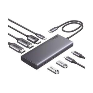 HUB USB-C (Docking Revodok 308) 8 en 1 | 2 Puertos HDMI 4K@60Hz | 1 Puerto DisplayPort 4K@60Hz 2 USB-A 10Gbps) | 2 USB-C (10Gbps) | USB-C PD Carga 100W | Chip de Ultima Generacion | Carcasa de Aluminio.