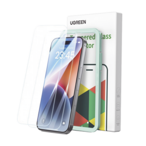 Protector de pantalla UGREEN HD con marco de instalación para iPhone 15/16 (paquete de 2)