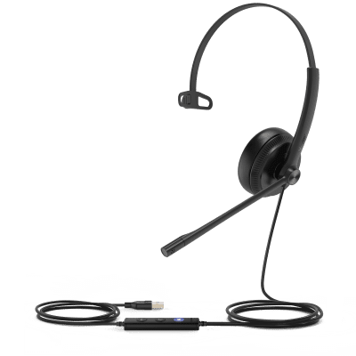 Diadema Alámbrica UH34 Mono USB / 3.5mm Teams de Yealink con Almohadillas de Cuero