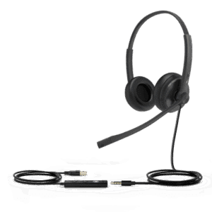 Diadema USB Alámbrica Yealink UH34 Dual Teams C/ Almohadillas de Cuero Compatible con Teléfonos IP Yealink y Computadoras