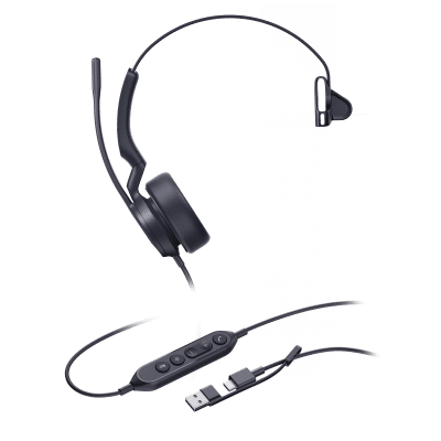 Diadema Alámbrica Yealink UH44 Mono USB-C/A Certificada con Microsoft Teams