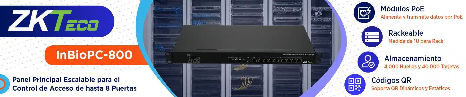 ZKTECO INBIOPC800 - Control de acceso profesional PoE hasta 8 puertas / 4,000 huellas / 40,000 tarjetas RFID / 200,000 eventos - Image 7